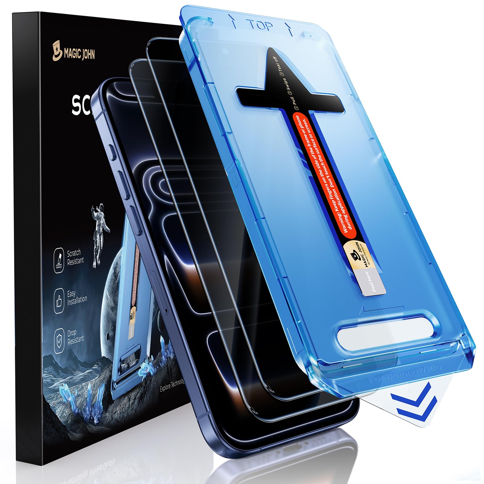 MAGIC JOHN 2 Stück für iPhone 17 Pro Sichtschutzfolie (6,3 Zoll), Blickschutzfolie Privacy screen mit Anti Spy, Auto-Dust-Eliminierung, 9H Härte Folie, Bläschenfrei, Einfache Installation
