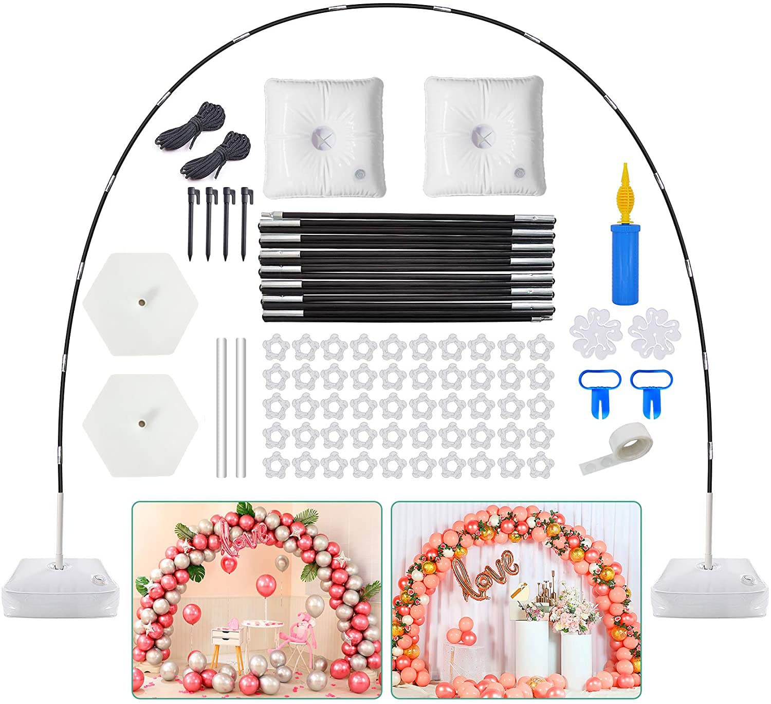 Moonmen Balloon Decoration Tool Kit, Balloon Arch Kit 9ft Tall 10ft Wide Adjustable Balloon Holder Kit with Water Fillable Base for Balloon Garland Party Decoratio