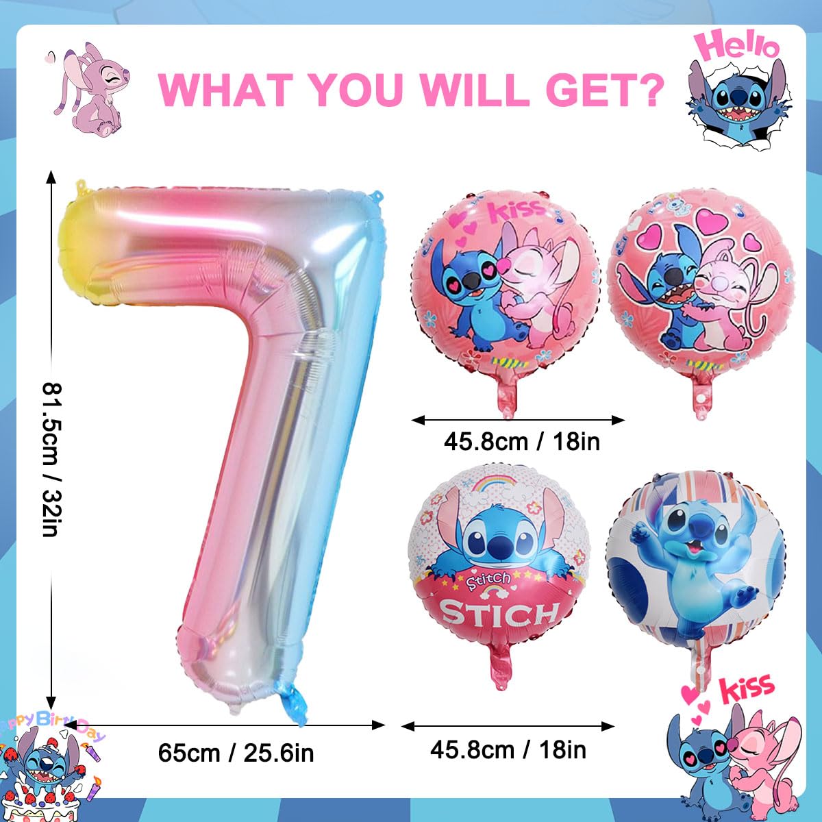 Kit Ballon Anniversaire 7 Ans Voiture,Ballon Aluminium Décoration Pour