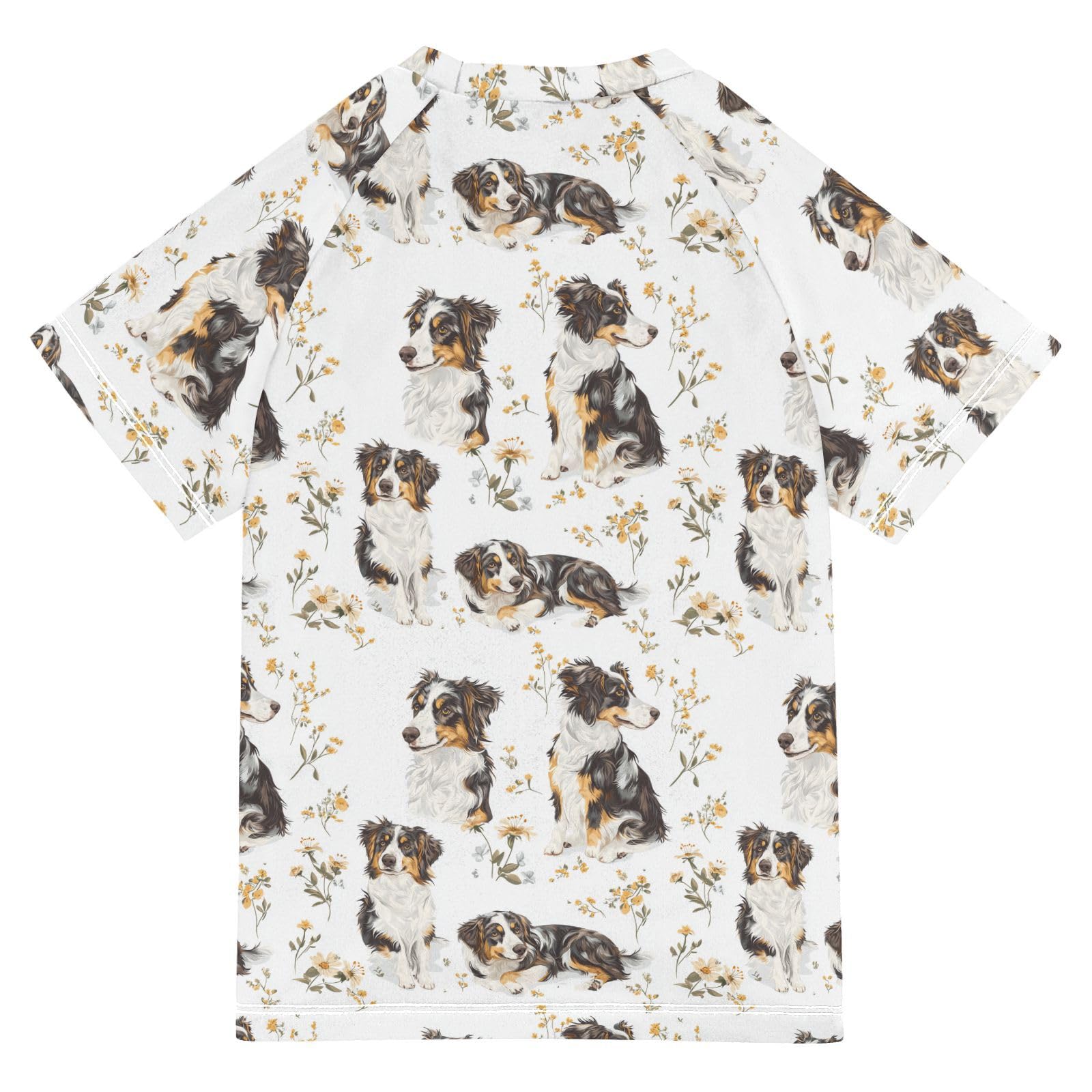 Kids Bathing Suits Boys Short Sleeve Kid Swimsuits for Girls 5T Robust Australian Shepherd Dogs White