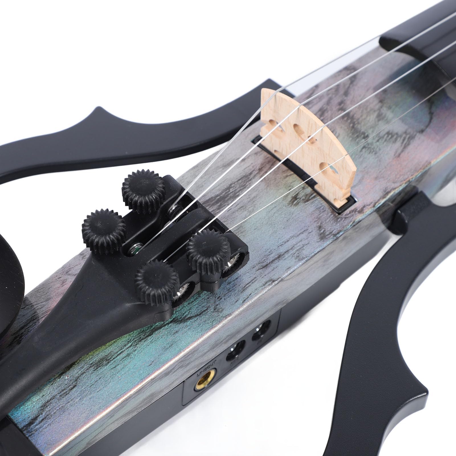 Professionelle Leise Elektrische Violine 4/4 Kohlefaser Violine Elektrische Geige Kit mit Tonabnehmer für Anfänger Erwachsene Jugendliche (Typ 1)