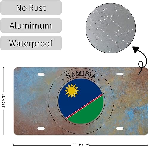 Miniatura 2 de Cubiertas de matrícula de la bandera de Namibia con la bandera nacional de Namibia, placas de matrícula decorativas de metal para automóvil de 6 x