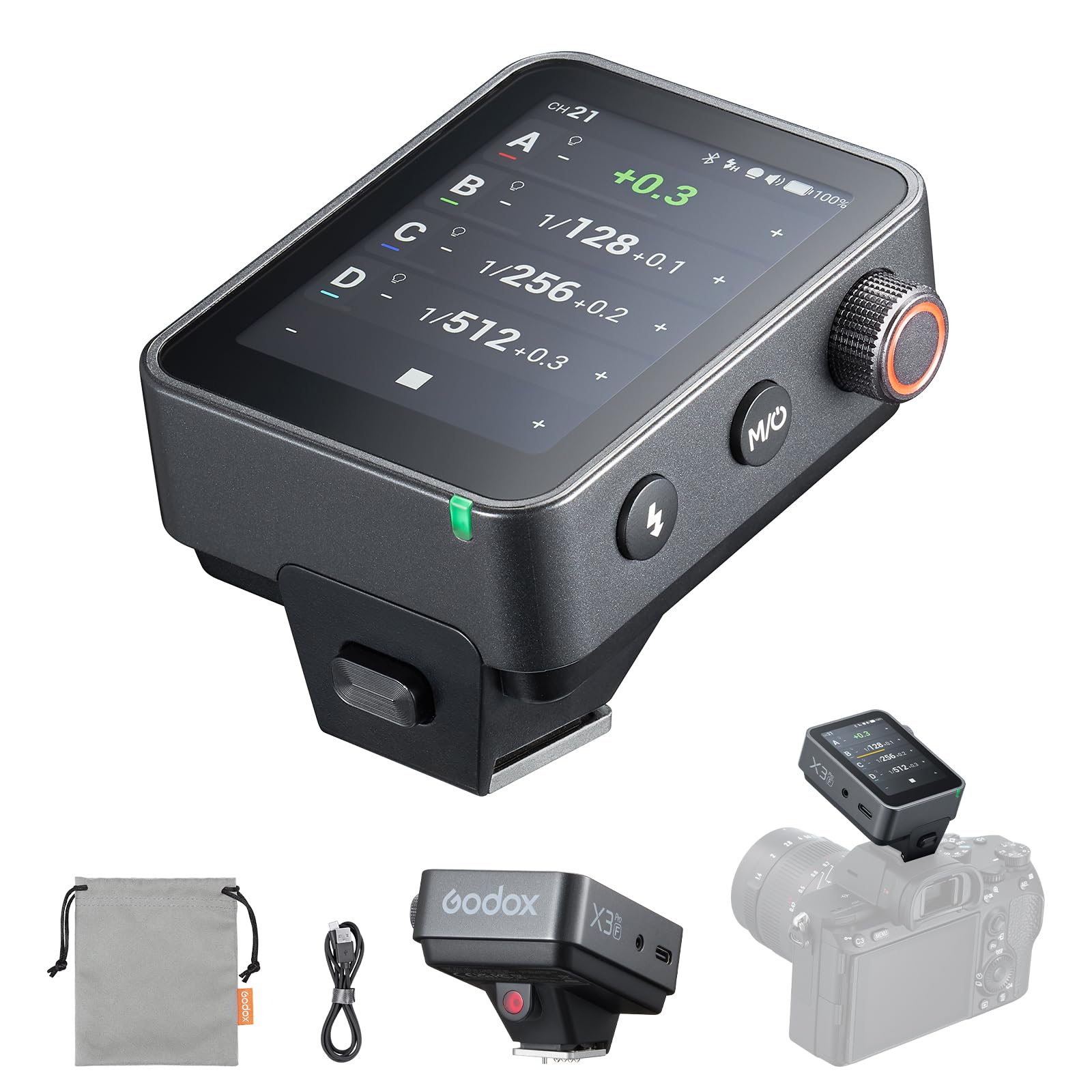 Godox X3Pro F TTL Wireless Blitzauslöser mit HSS Display für Fuji, TCM (Auto/Manuell/Mehrere Modi) Bluetooth Integration und APP Steuerung Wireless Speedlight Transmitter