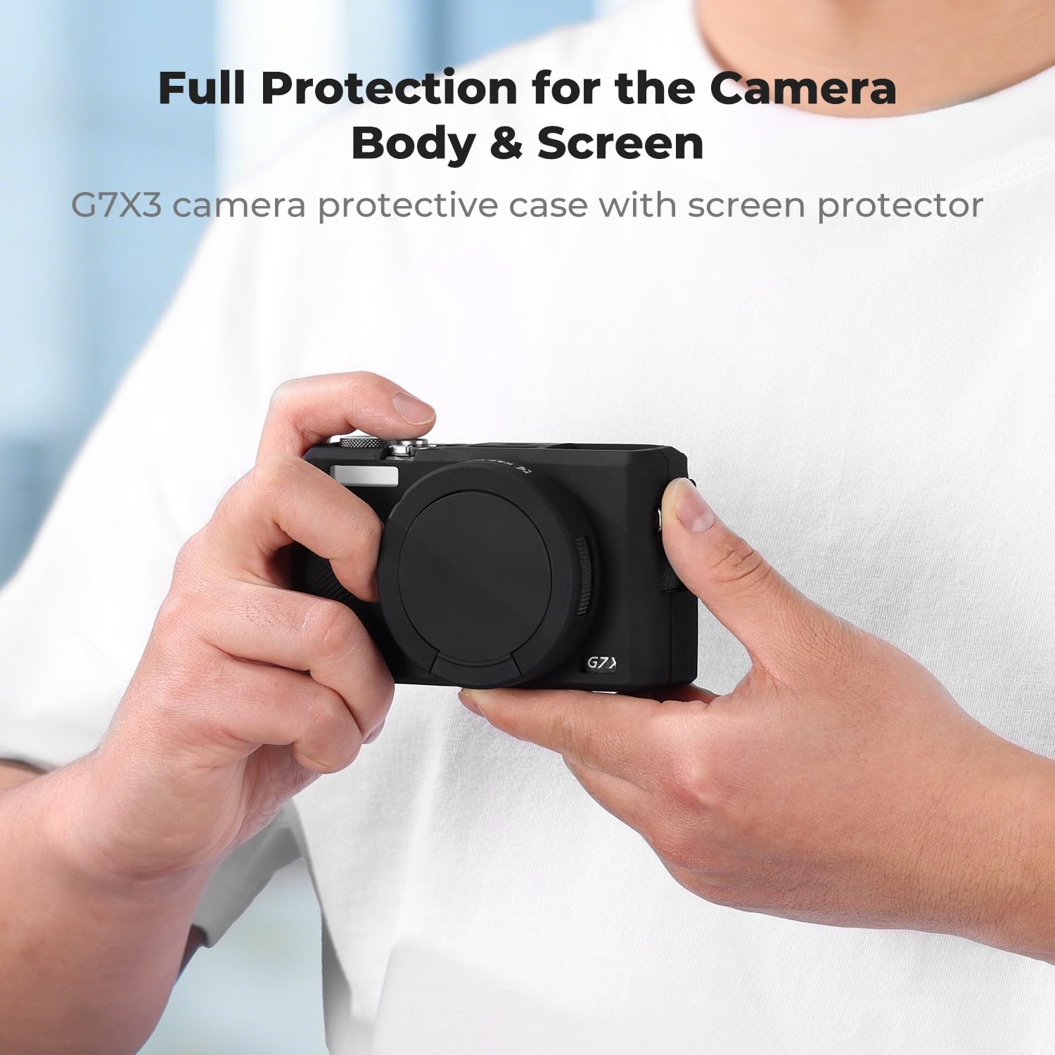 Etui ochronne K&F CONCEPT do aparatu Canon G7X Mark III, czarne, miękkie silikonowe etui do aparatu cyfrowego G7X Mark III z odłączaną osłoną obiektywu, odporne na zarysowania, dopasowane, czarne