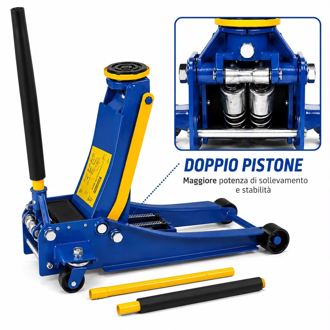 Cric Sollevatore idraulico carrello professionale 4t ruote bidirezionali a cuscinetto, crick martinetto cric Auto Idraulico assetto super ribassato professionale per veicoli doppio pistone