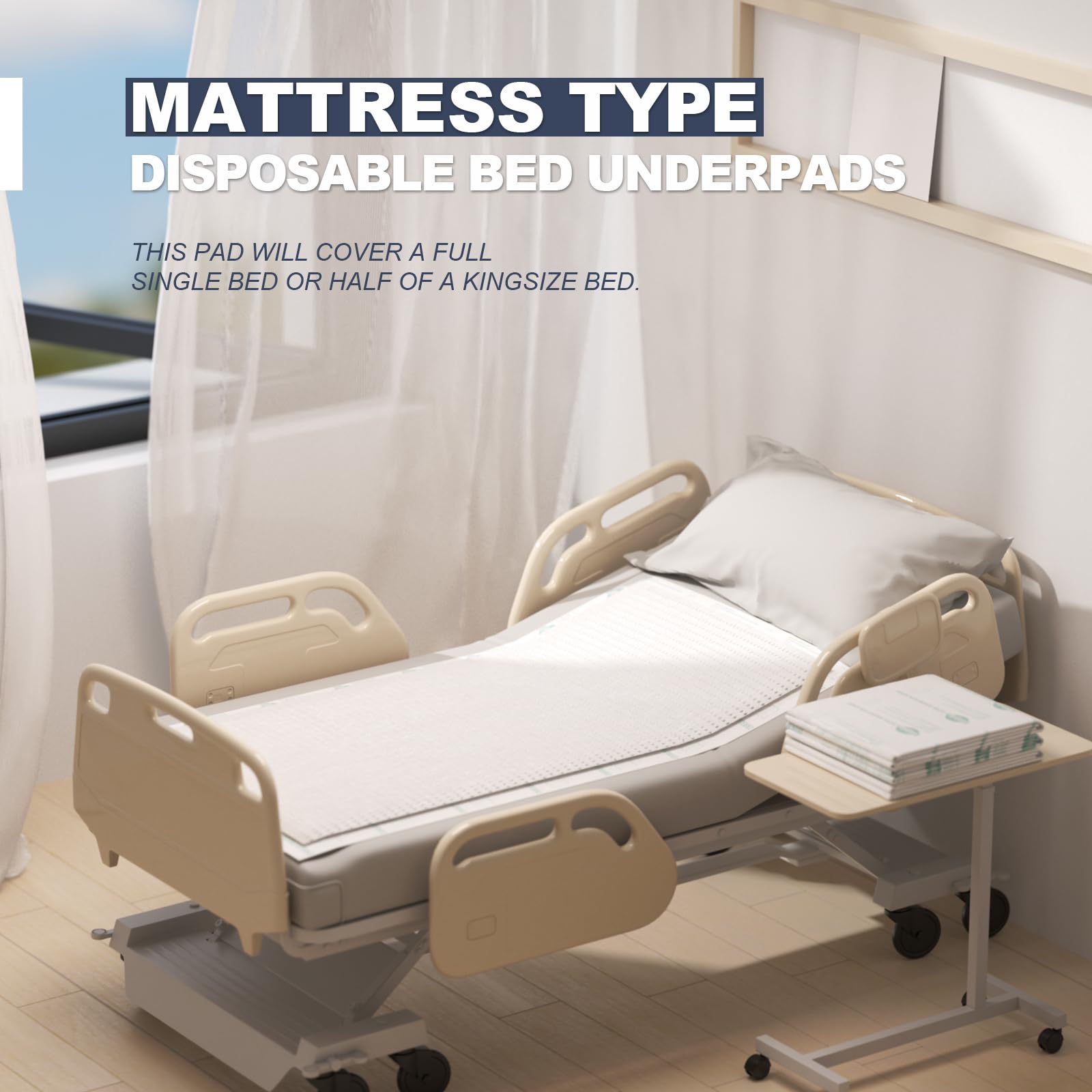 Almohadillas resistentes de 40 x 60 pulgadas, almohadillas desechables de 270 gramos con respaldo de tela resistente, almohadillas de absorción extra para incontinencia (100 x 152 cm, 30 unidades)