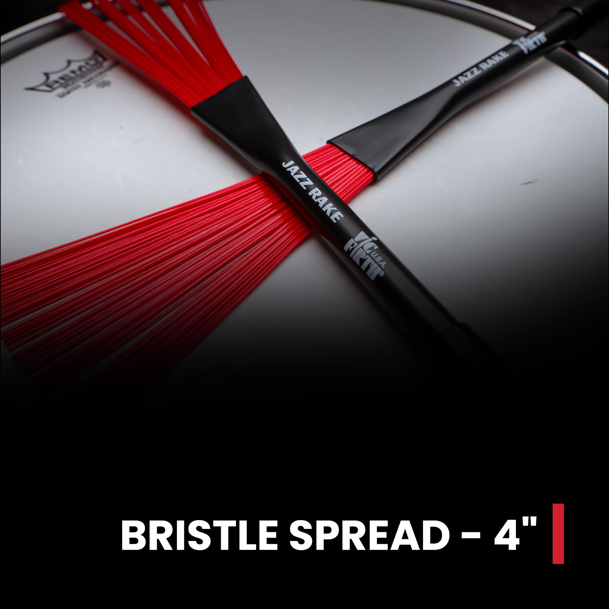 Vic FIrth - Jazz Rake Drum Szczotki - Chowane - Czerwona plastikowa szczotka - Czarny uchwyt