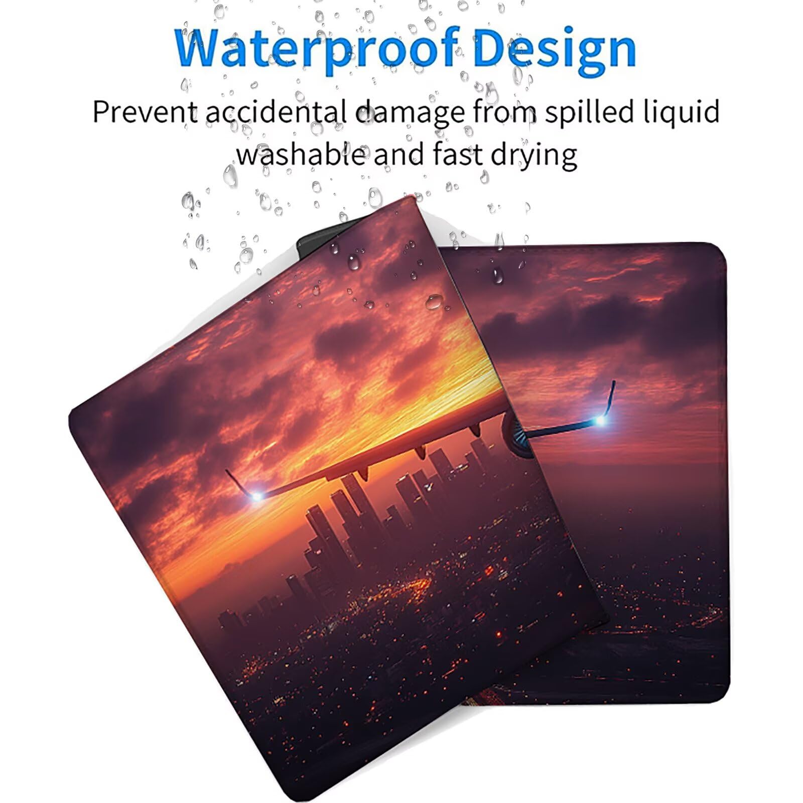 Tramonto Tappetino Mouse XXL, Tappetino Scrivania Grande 1200x600x3mm Aereo, Sottomano Scrivania con Bordi Cuciti, Mouse Pad con Base in Gomma Antiscivolo, Gaming Accessori, per Ufficio, Laptop U-1128