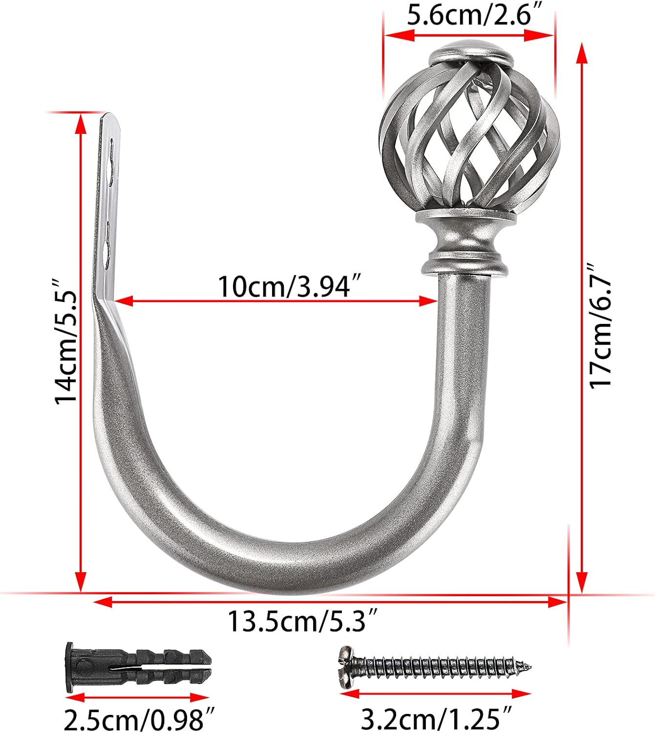 Sumnacon 2Pcs Metal Nest Curtain Holdbacks - Wall Mounted Drapery Tiebacks with Screws, Decorative Curtain Holders for Bedroom Livingroom Office Home Decor, Grey thumbnail