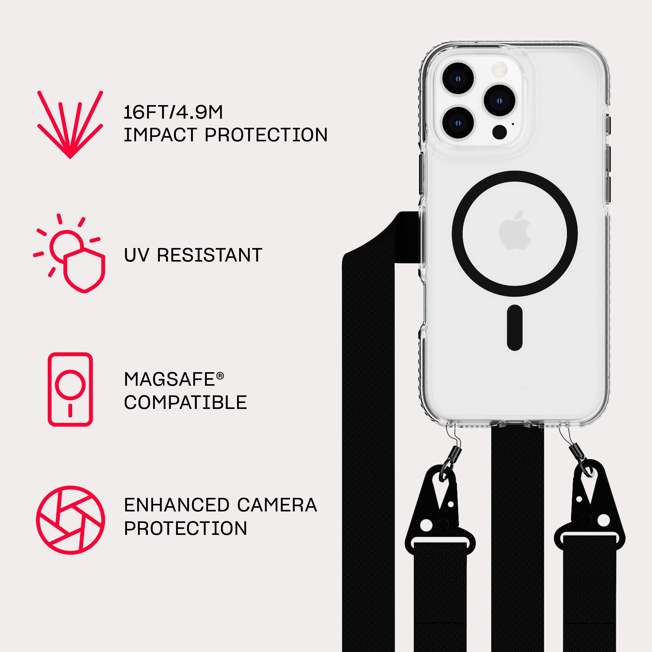 Amazon.com: Tech21 EvoCrystal with Crossbody Lanyard for iPhone 16
