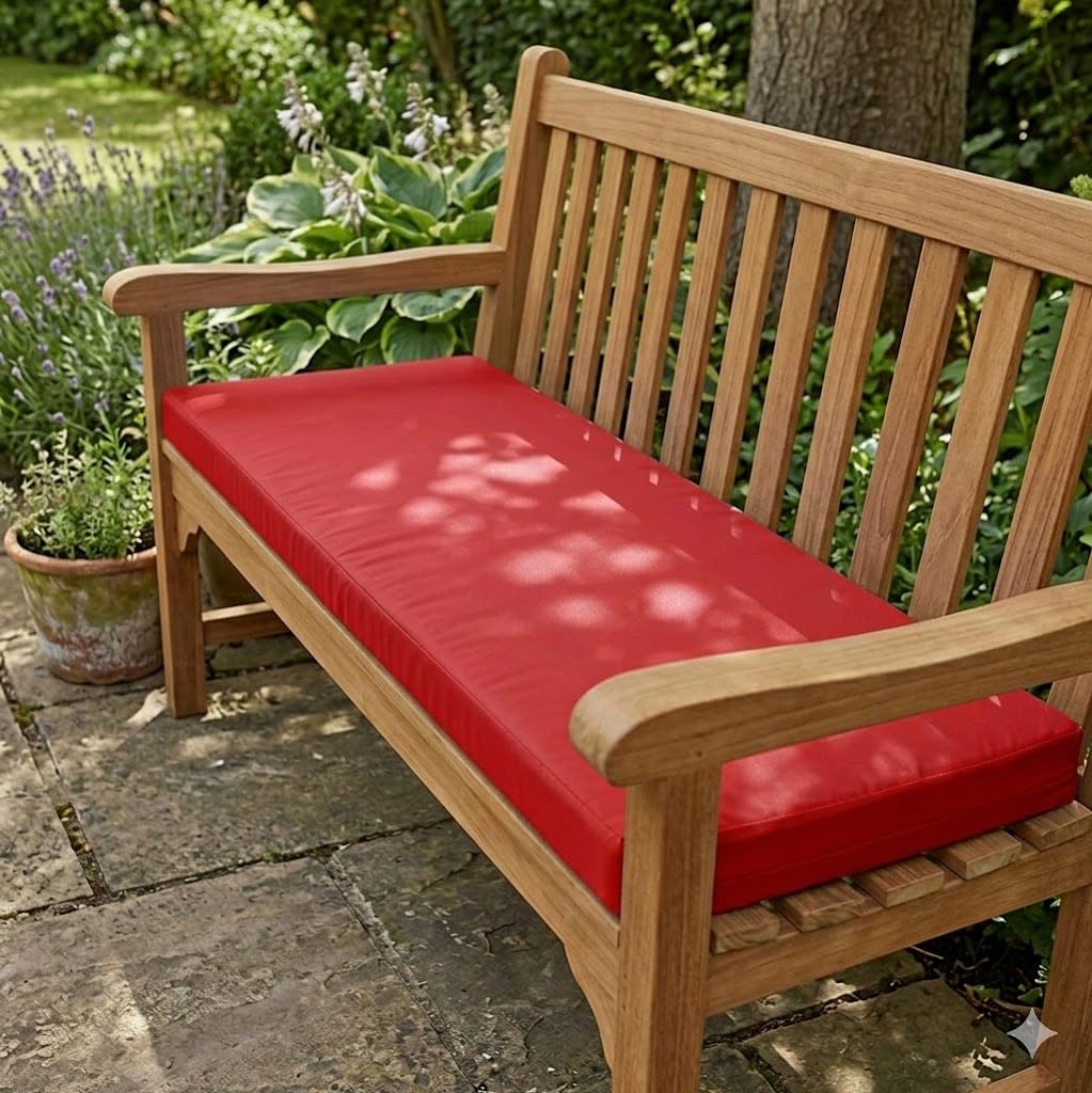 Goldstar Beddings Premium Garden Bench Cushion - 2 Seater Foam Seat Pad for Indoor/Outdoor Use (Red, 2 Seater 16 x 42 x 2) — image 1