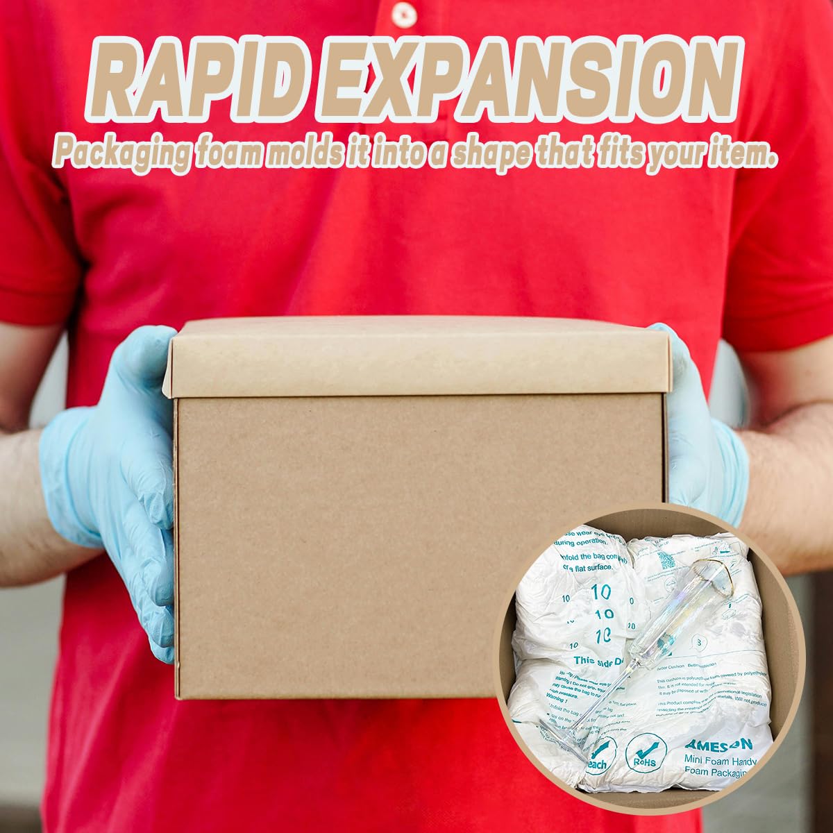10 piezas de espuma de embalaje expansible, 2 tamaños, embalaje de espuma expandible, embalaje de espuma Instapak PC, espuma de expansión rápida para artículos de equipo frágiles, embalaje instantáneo