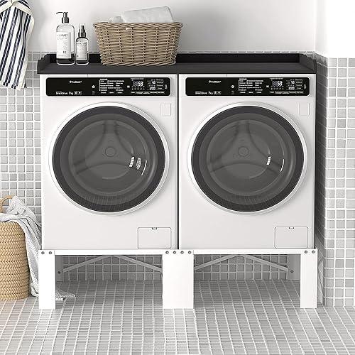 Miniatura 7 de LUCKUP Paquete de 2 pedestales de lavandería de 29 pulgadas, resistentes para lavadora y secadora, soporte elevador antivibración, antideslizante,
