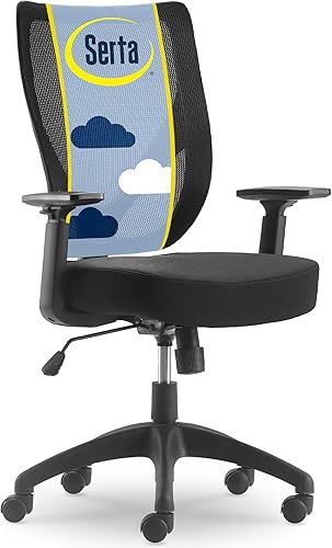 Serta CHR20021A - Silla de oficina de producción con base de nailon, soporte lumbar ergonómico ajustable, respaldo de malla transpirable, color