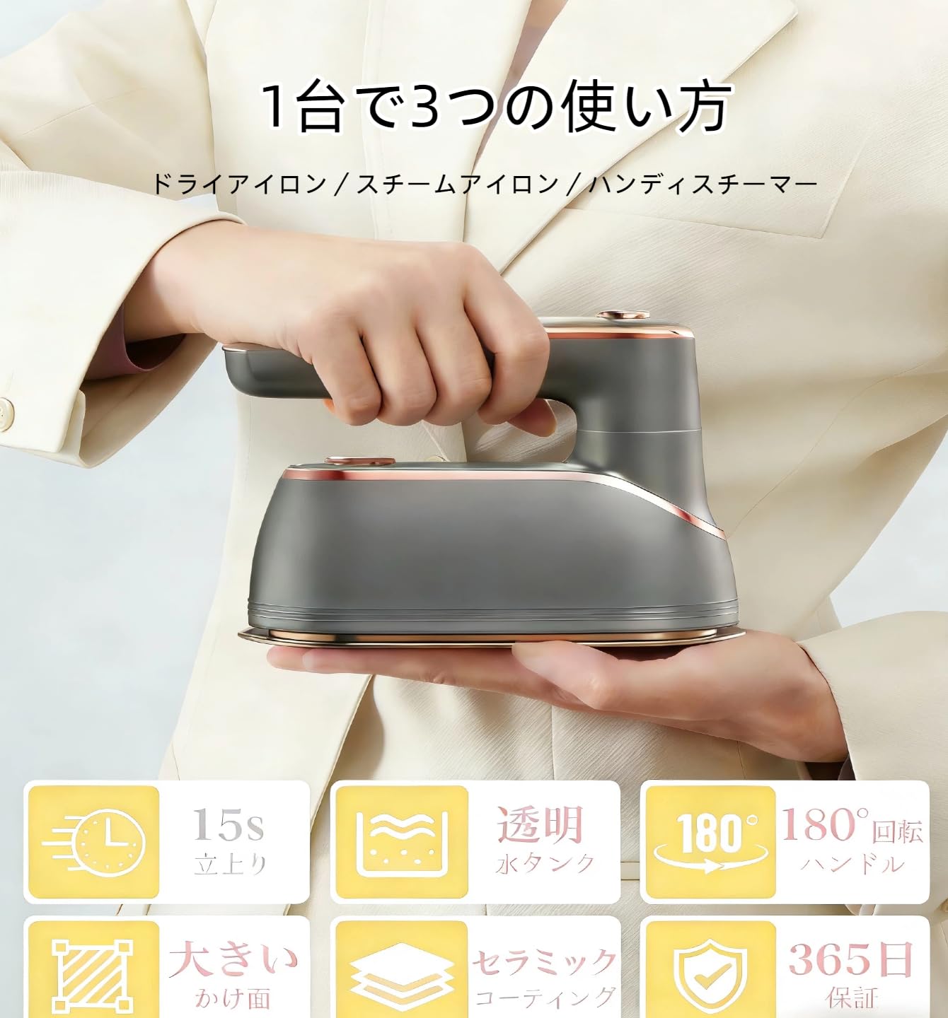 Amazon | アイロン 衣類スチーマー 3WAY使用 折り畳み式 スチーム