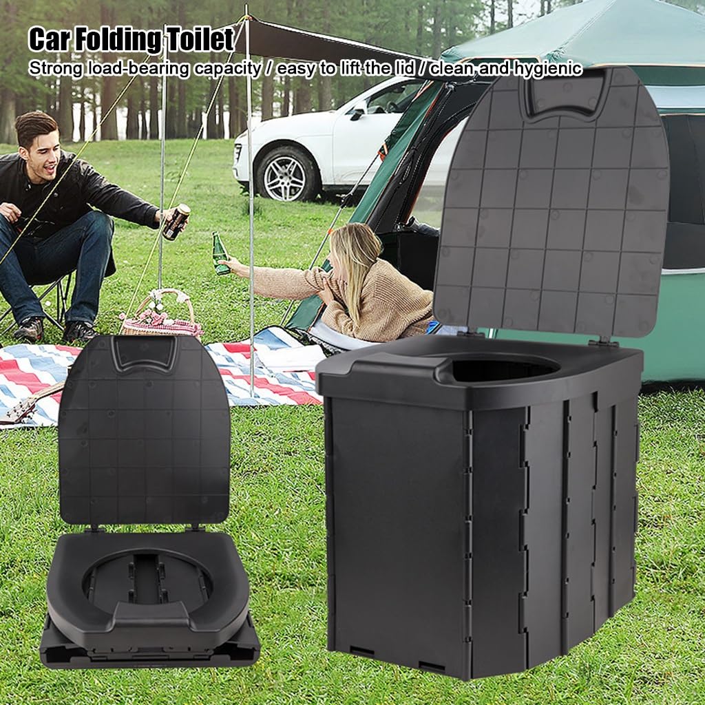 Portable Camping Toilette für Erwachsene Portable Klapp Toilette mit Deckel,Reise Portable Töpfchen für Erwachsene,Porta Töpfchen Auto Toilette, 5 Toilettentaschen, 10-Pack flüssiges Abfallgel