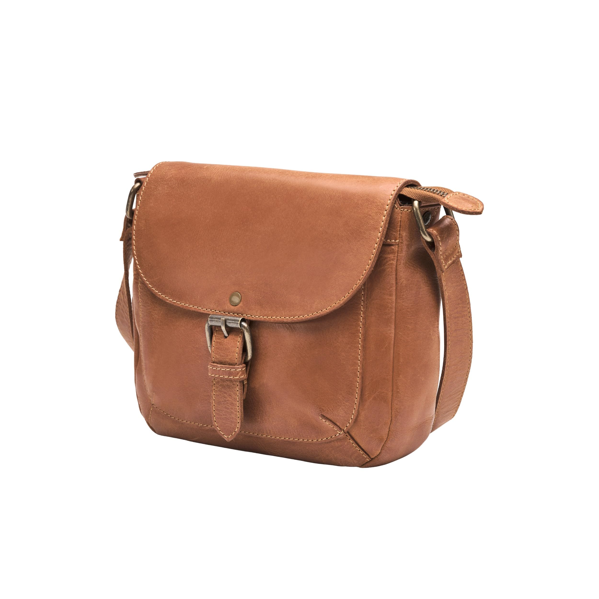 DRAKENSBERG Damen Umhängetasche 'Solana' Schultertasche, viele Fächer, Büffel-Leder, 3L | Cognac-Braun, DR00472
