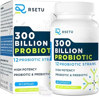 Probiotics for Women Men: 300 Billion CFU Probiotic High Potency + 12 Strains Organic Probiotics with Prebiotics, Daily Probiotic Supplement for Digestive, Gut, Immune and Bloating Health, 60 Capsules