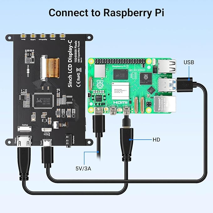 Monitor Táctil de 5 Pulgadas, Resolución 1024x600 IPS miniatura 8