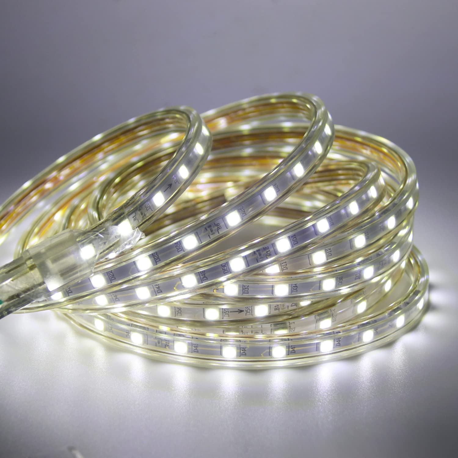 Taśma świetlna LED, 220 V, wodoszczelna listwa, 3 chipy 5050 SMD 5050, jasne oświetlenie LED, 60 diod LED/M, z wtyczką EU, do użytku wewnątrz i na zewnątrz, na wesele, Boże Narodzenie, światło