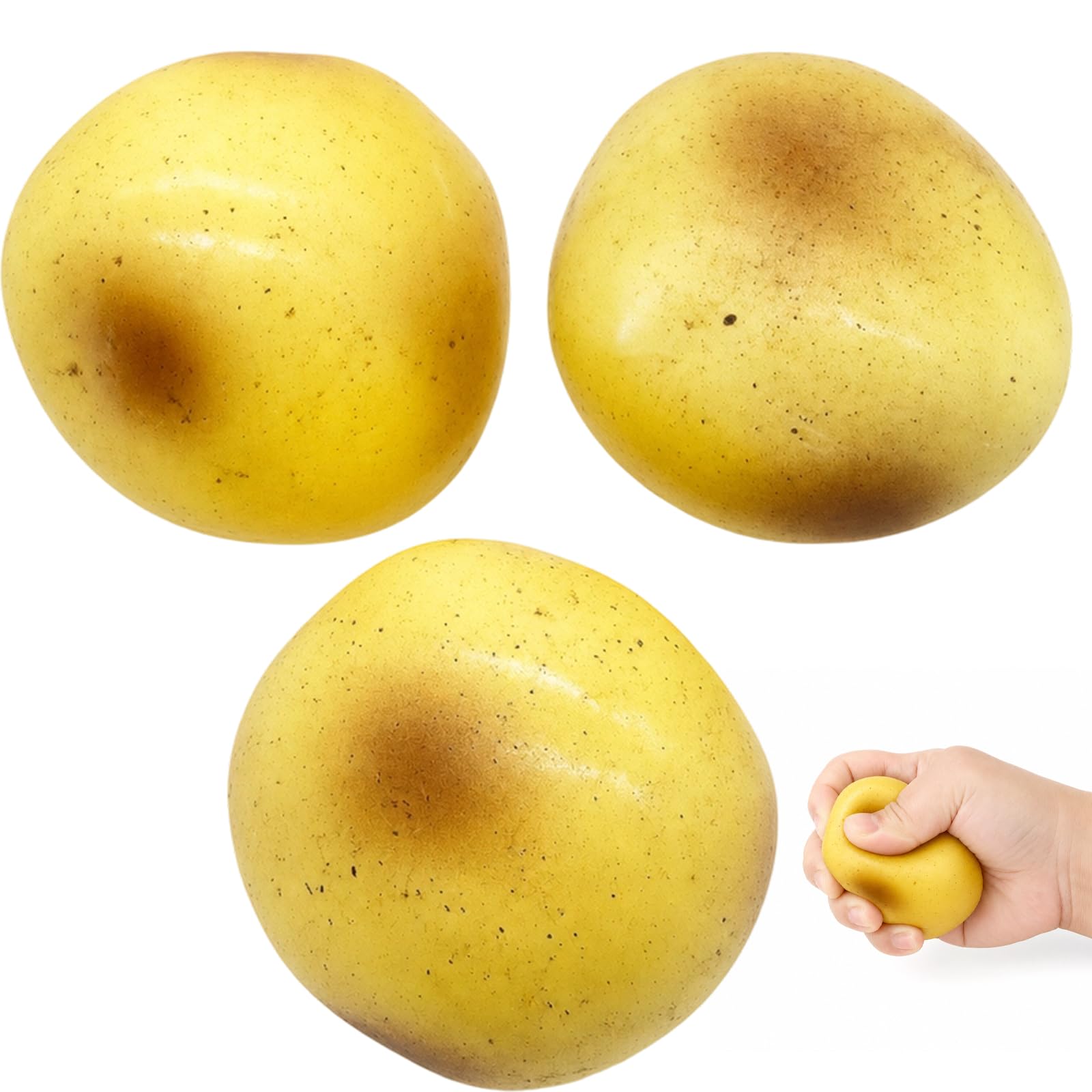 GETFACAI 3 PCS Potato Squishy, Mashed Potato Squishy Realistic, Portable Desktop Accessory for Office and Teens, Soft Tactile Tool for Daily Focus and Desk Decor