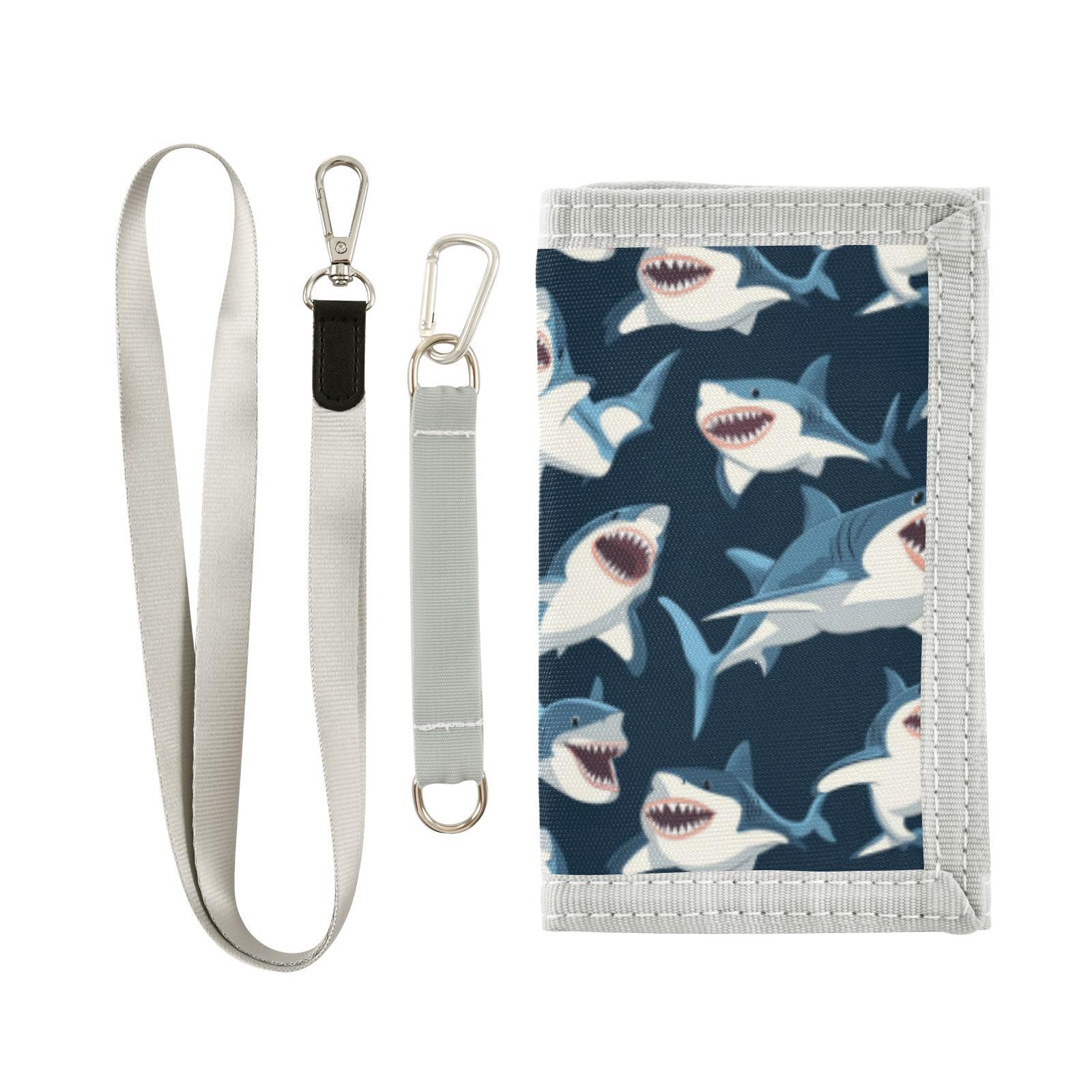 Wusikd Sharks Kids Wallets for Boys Girls Cartoon Toddler Trifold Wallet Novelty Wallet for Teens Women Men