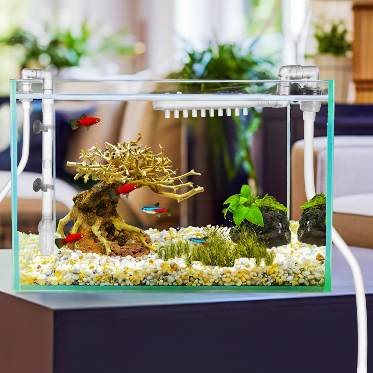 FOMIYES Kit Tubi Filtro Acquario Esterno - Raccordi per Tubi Acquario con Ugello di Uscita E Aspirazione Regolabile per Serbatoio di Pesce, Compatibile con Tubo 12/16 Mm
