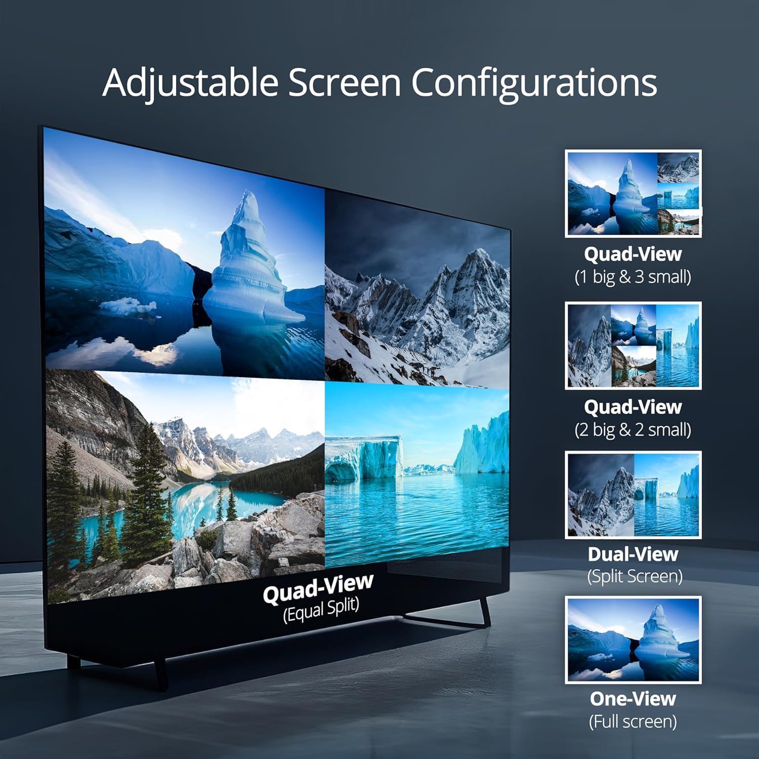 gofanco Visualizzatore multiplo HDMI 1080p 4x1 (QuadView) con telecomando - 4 ingressi HDMI (dispositivi) e 1 uscita (display), fino a 1080p, modalità quad/doppia/singola, PCM, commutazione audio