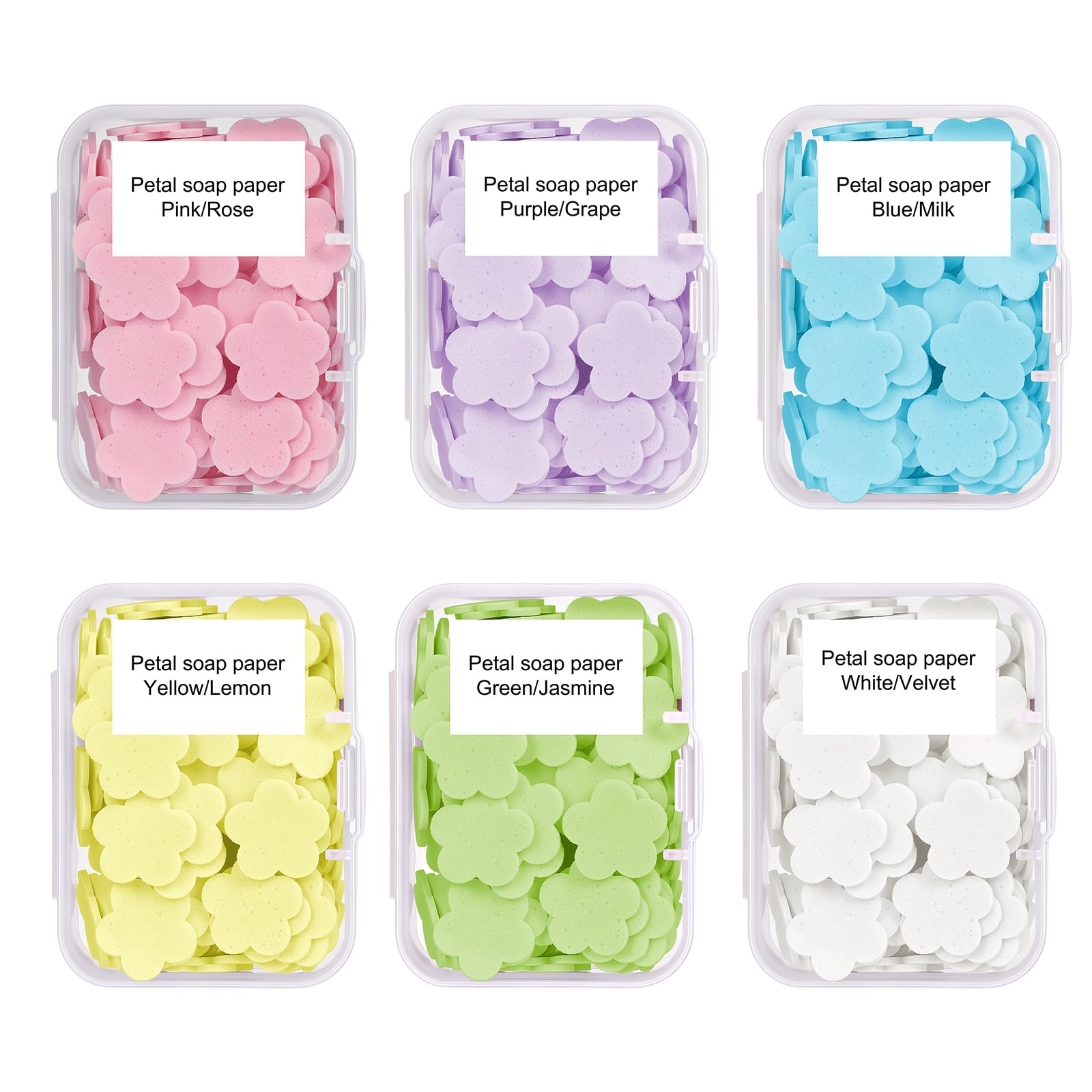 AOOTE Portable Petal Hand Soap Sheets with 6 Scents, 600Pcs