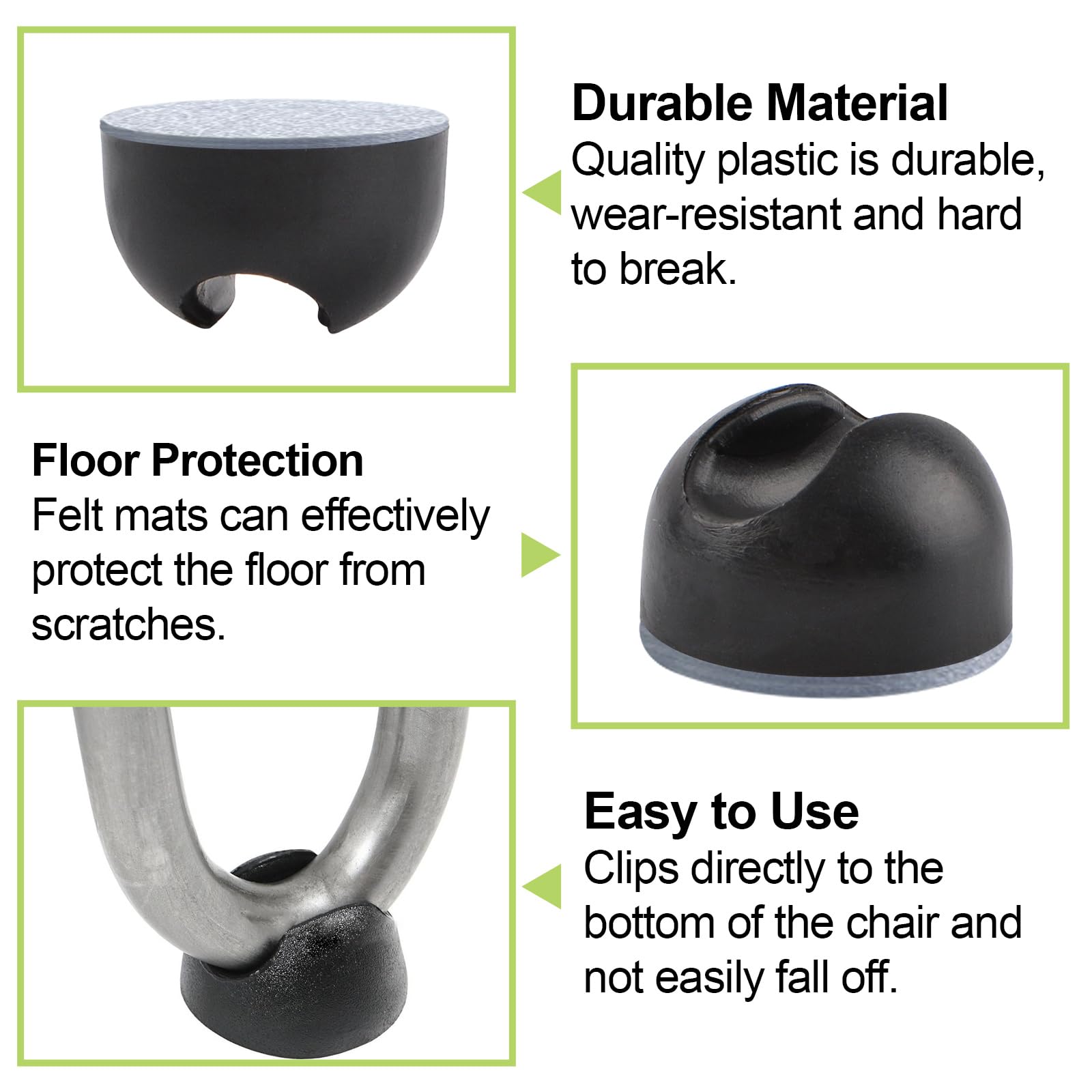 Protections Pieds De Meubles - Lot De 8 - PVC Antidérapant - Pour Pieds Épingle à Cheveux - Noir/Transparent/Gris