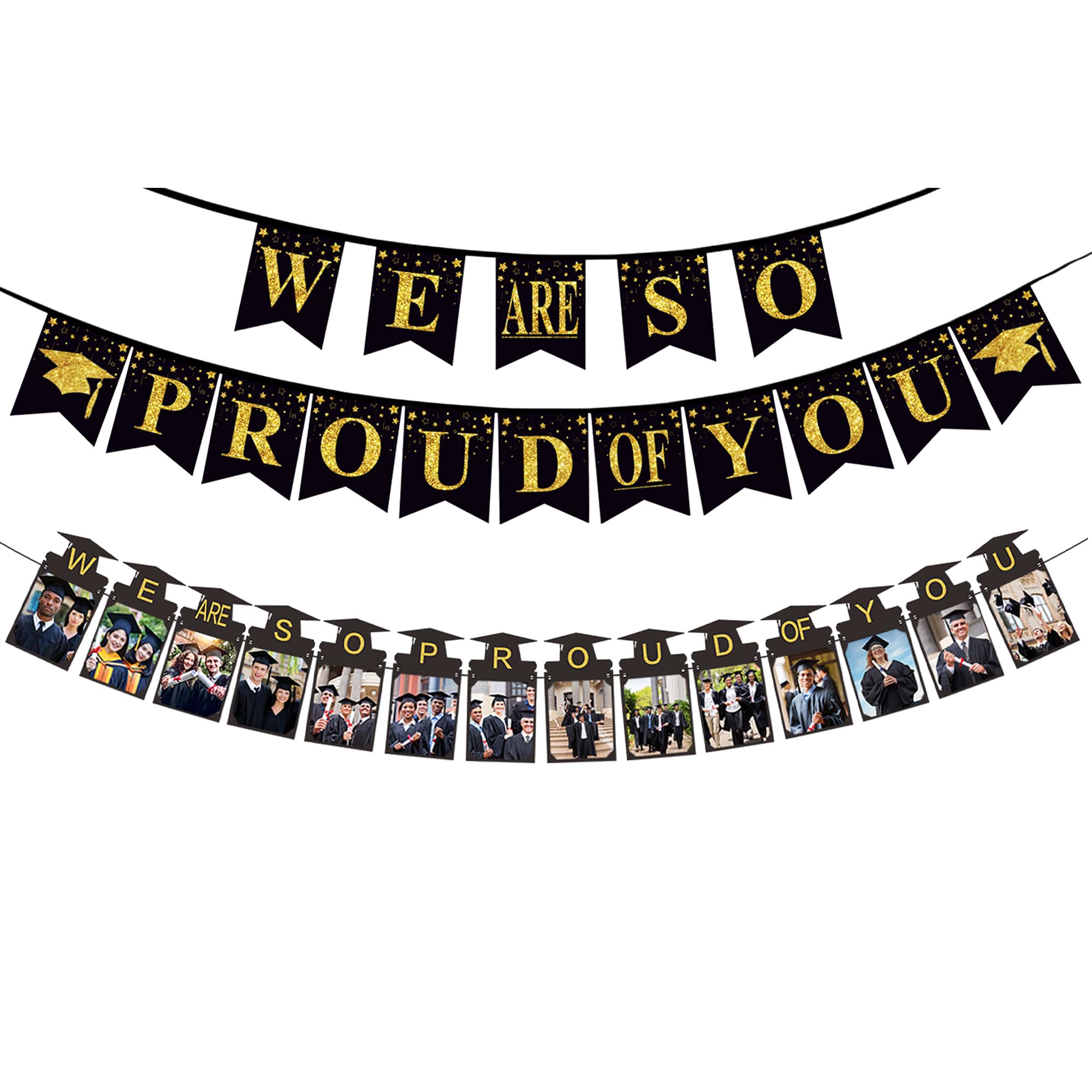 Graduation Decorations 2026 Congratulations Banner - We Are So Proud of You Decor, Photo Banner for Class of 2026 Graduation Party Supplies