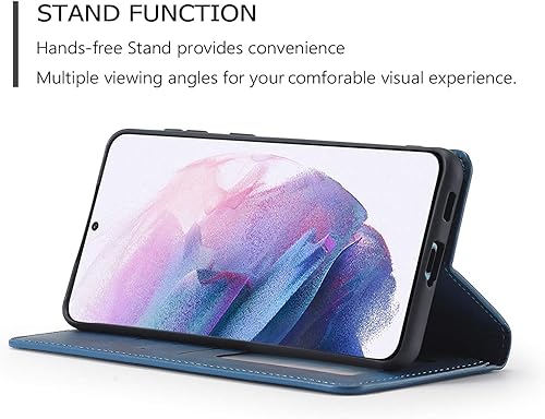 Miniatura 3 de QLTYPRI Funda para Samsung Galaxy S22, Funda de cuero PU Premium TPU Bumper con tarjetero Kickstand oculto absorción magnética a prueba de golpes