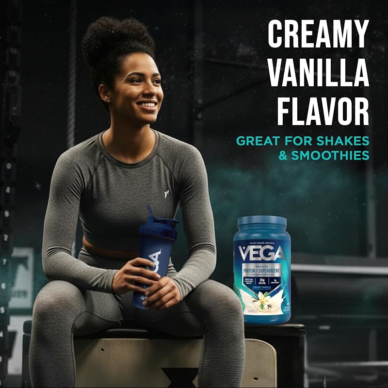 Vega Premium Protein + Supergreens, Creamy Vanilla – 20g Vegan Protein, Dairy & Gluten Free, 26.9 oz (25 Servings) image 5