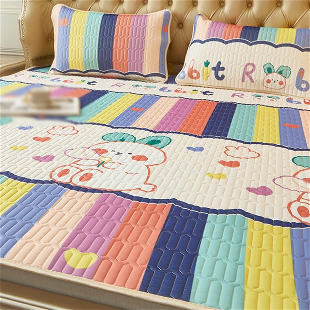 Latex Mat Three-Piece Ice Silk Mat Washable Air Conditioning Soft Mat Thai Latex Pad(200 * 220CM)