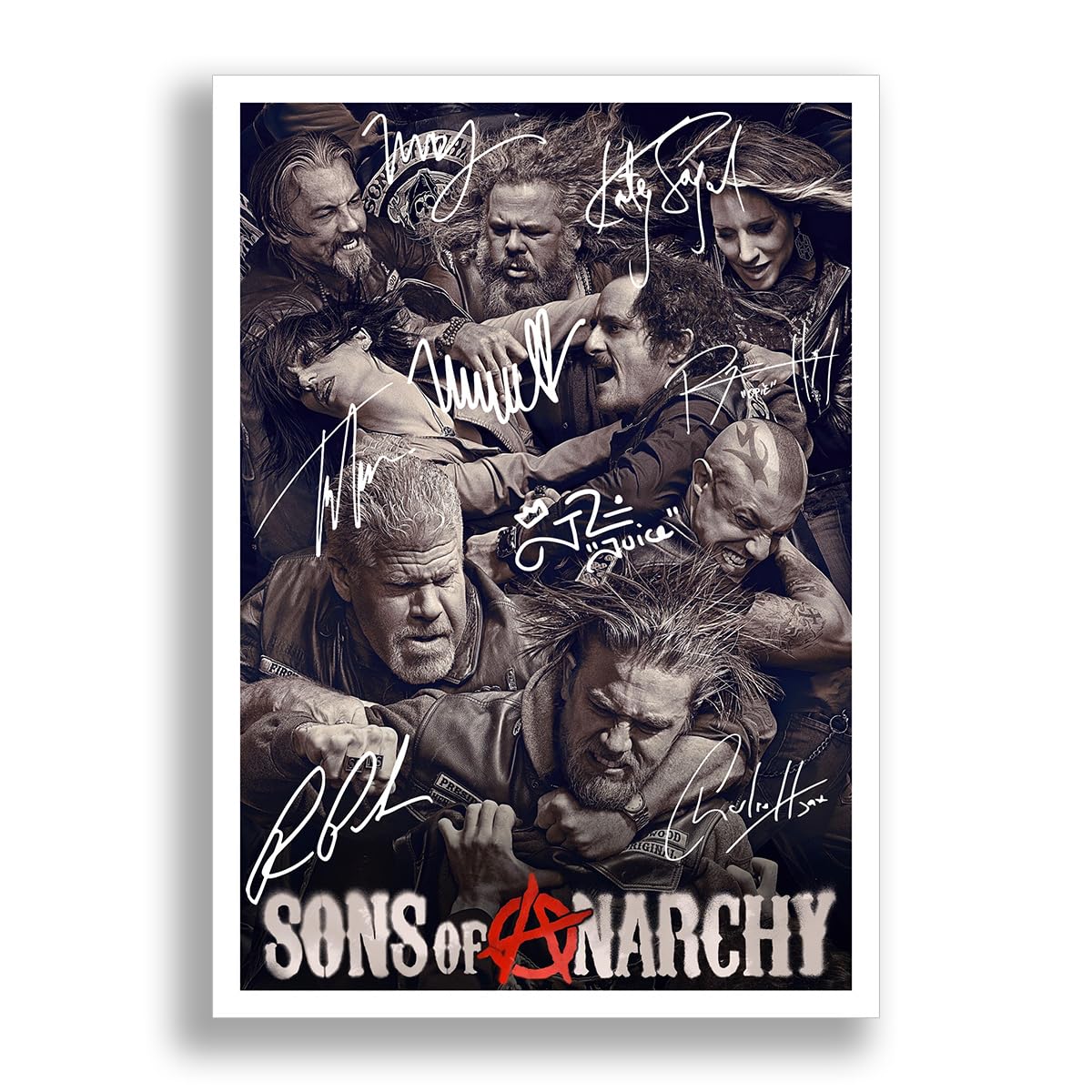 Mounted Gifts TradingSons Of Anarchy cast signed autograph poster photo print framed memorabilia tv show series gift Charlie Hunnam Katey Sagal (A4 poster only)