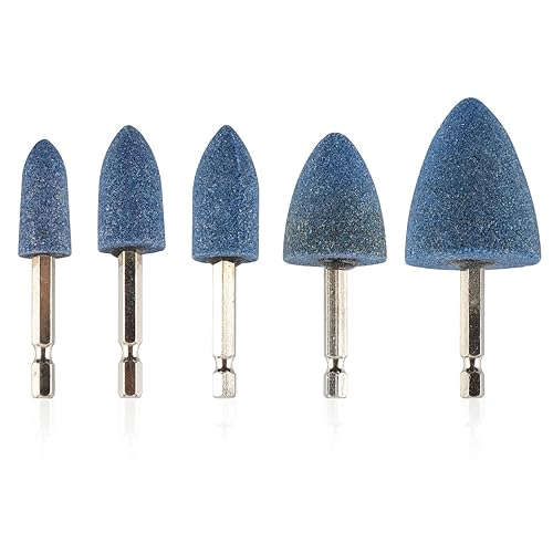 Rocaris 5 piezas de piedra abrasiva de molienda con vástago de 14 de pulgada, rueda de aleta montada en óxido de aluminio para moler, pulido,