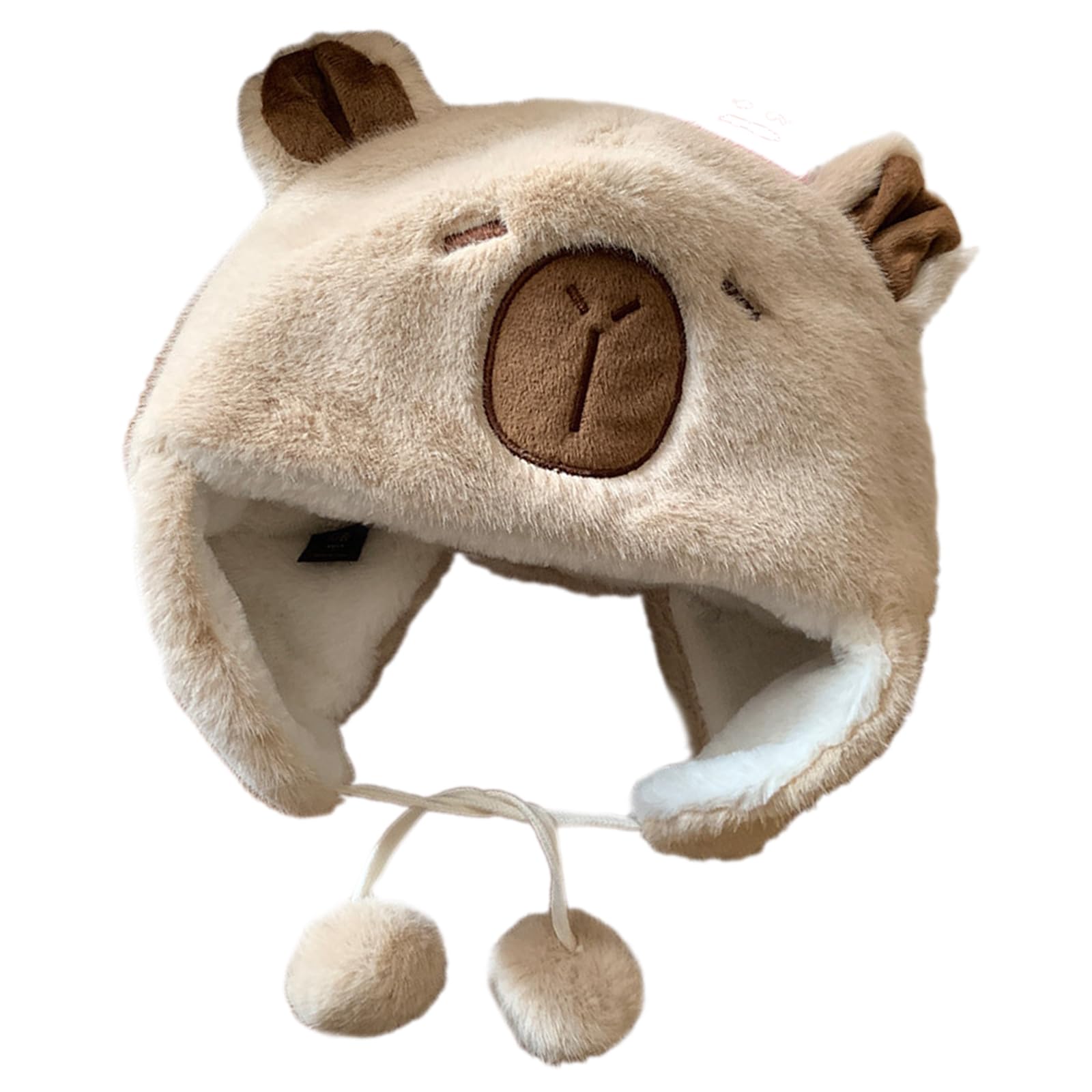 Plush Earflap Pullover Hat Soft Comfortable Unisex Winter Hat Breathable Hat Unisex Soft Warm Headwear Beige
