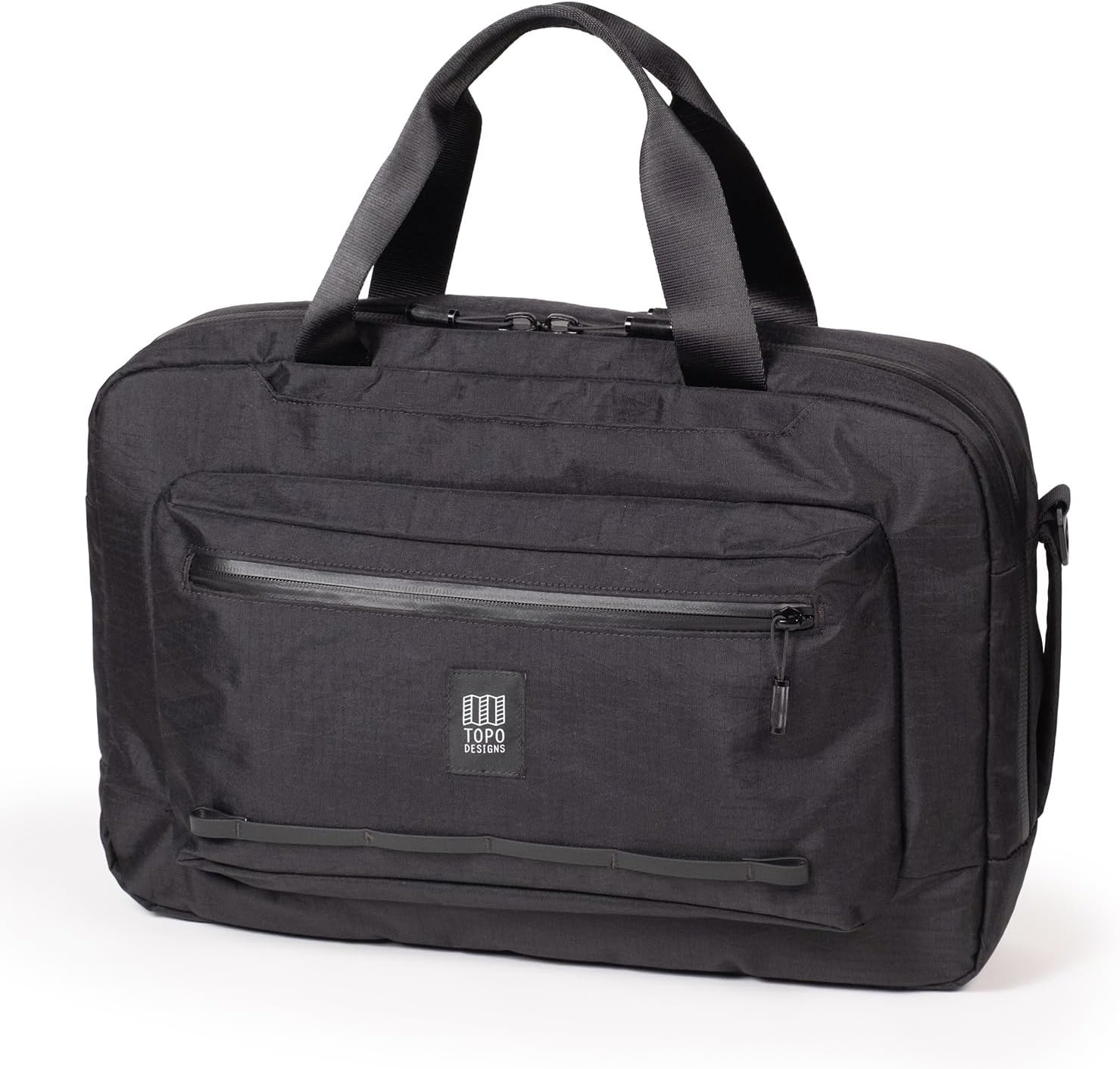 Topo Designs Global Pro 3-Way Briefcase, Waterproof X-Rip Fabric, Metal Hardware, Removable Shoulder Strap, Stowable Backpack Straps, Rugged + Minimalist, Bluesign PFC-Free (Black)