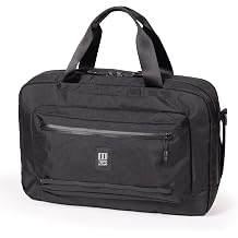Topo Designs Global Pro 3-Way Briefcase, Waterproof X-Rip Fabric, Metal Hardware, Removable Shoulder Strap, Stowable Backpack Straps, Rugged + Minimalist PFC-Free Black