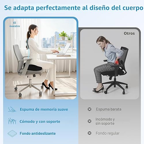 Miniatura 7 de BlissTrends Cojín de asiento, cojines gruesos de espuma viscoelástica para silla de oficina, asiento de automóvil, avión, alivio de la presión