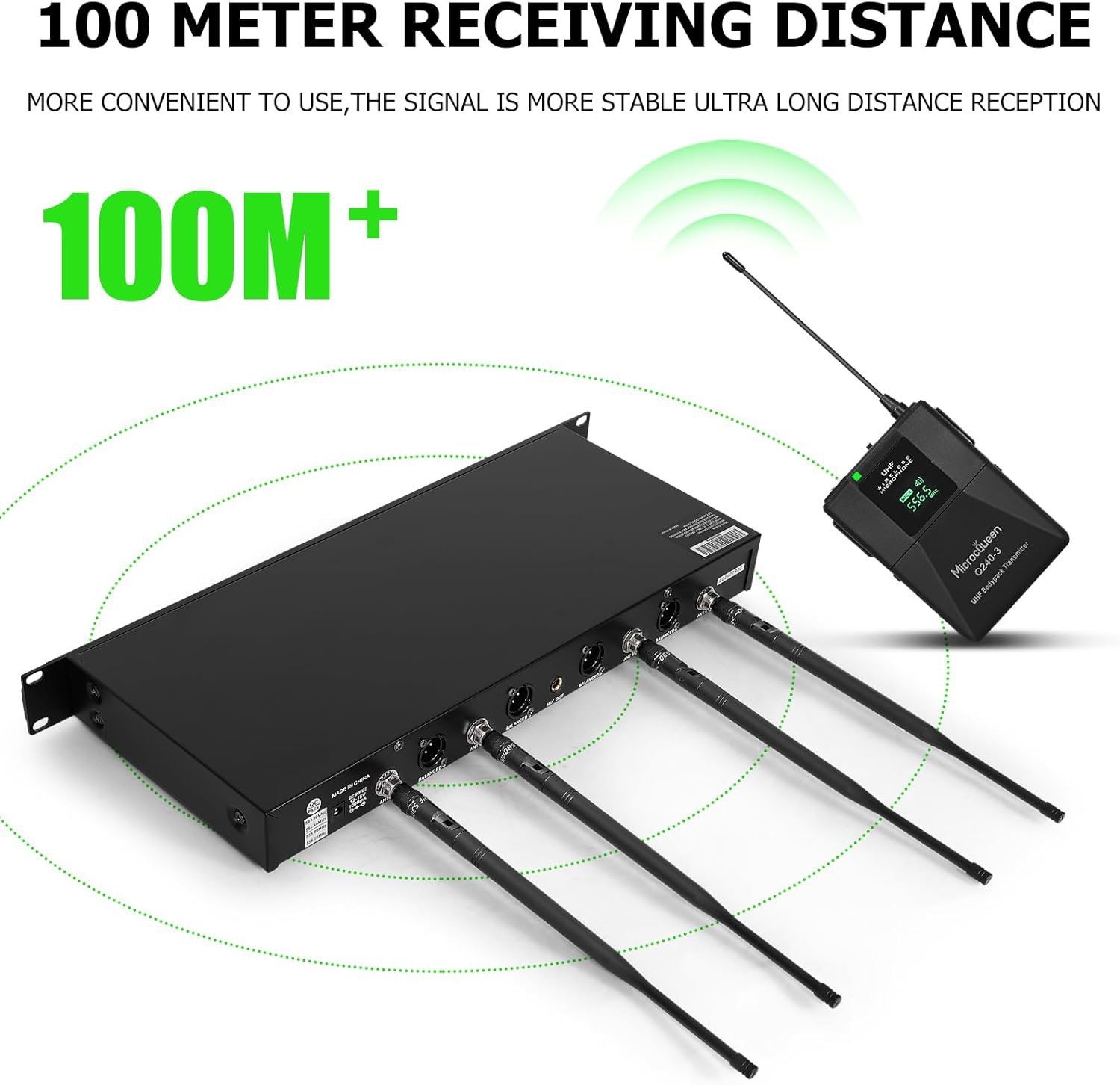 Wireless Microphone System, 4-Channel Cordless Mic Set with Handheld/Bodypack/Headset/Lapel, Metal Build, Fixed Frequency, 400ft Coverage, Ideal for Karaoke/Party/Wedding/Concert