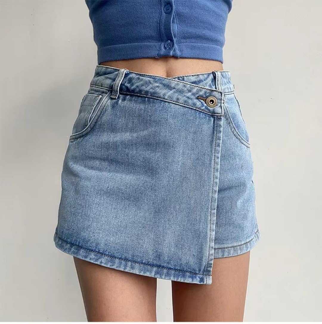Asymmetric Waist Wrap Front Mini Skort