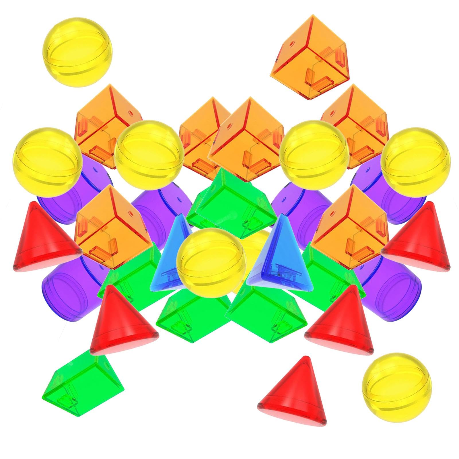 Qianly 100 Bloques Geométricos Translúcidos con Patrones para Niños. Material Didáctico Colorido para Profesores.