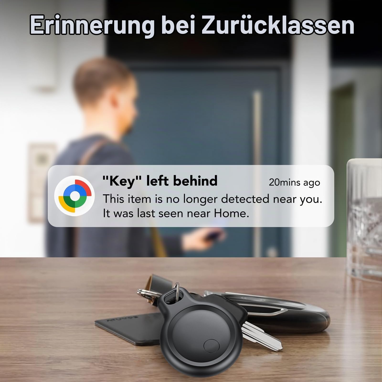 Air Tracker Tag Android Smart Tag, Schlüsselfinder KeyFinder kompatibel mit Google Mein Gerät Finden APP (Android NUR), Bluetooth Key Finder für Gepäck/Taschen/Koffer/Brieftasche (4Pack Weiß)