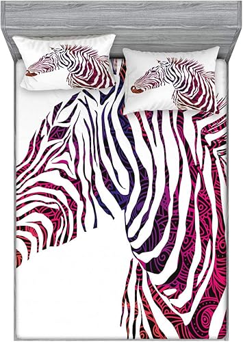 Miniatura 293 de Ambesonne Juego de sábanas bajeras y fundas de almohada occidentales, sombrero de vaquero con temática del salvaje oeste y cuerda de ganadería vieja