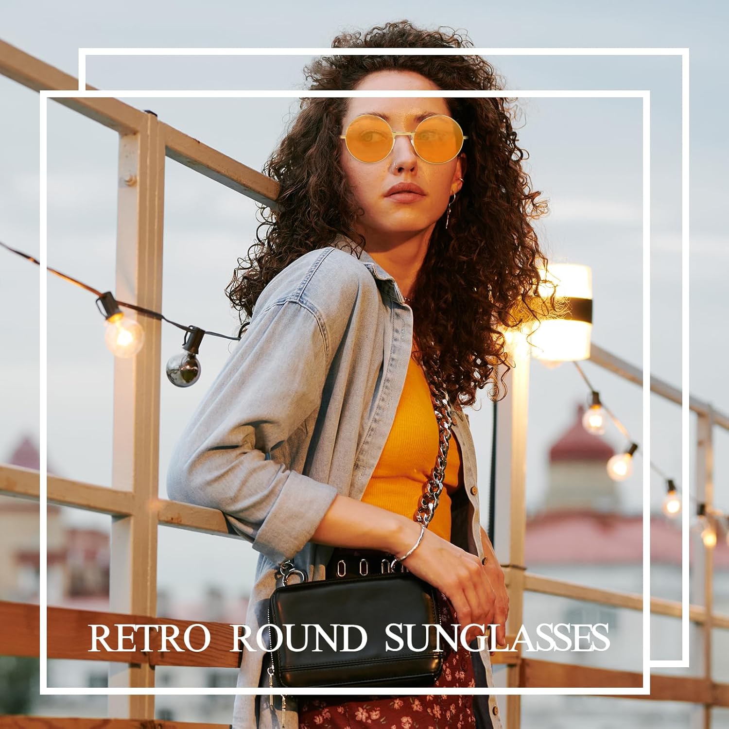 CHRORINE Hippie Sunglasses Round 70s Retro Glasses for Women Men Party Accessory Festival Fashion Vintage Sunglasses - Image 5