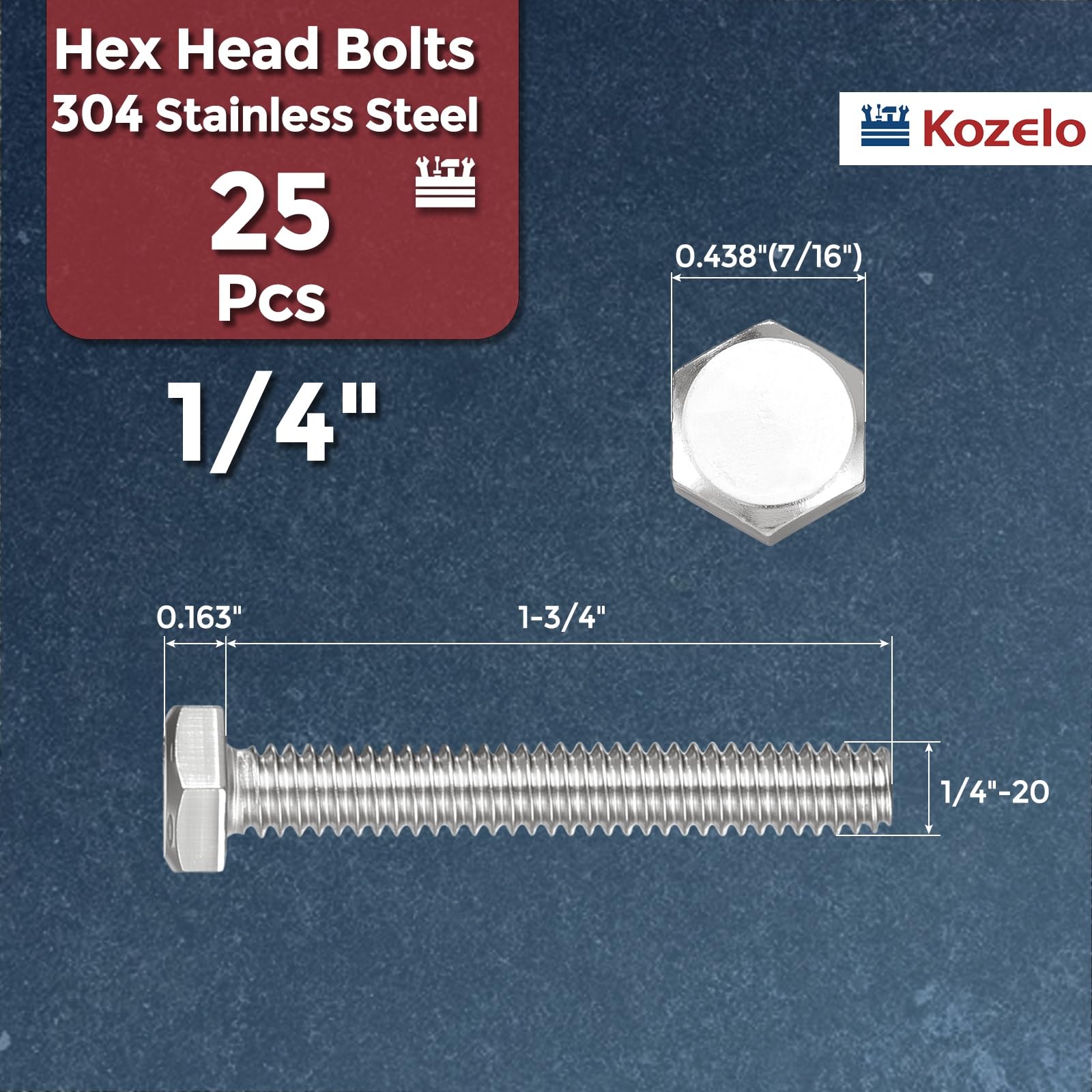 Kozelo 25 Pcs Hex Head Screws Bolts - Image 2