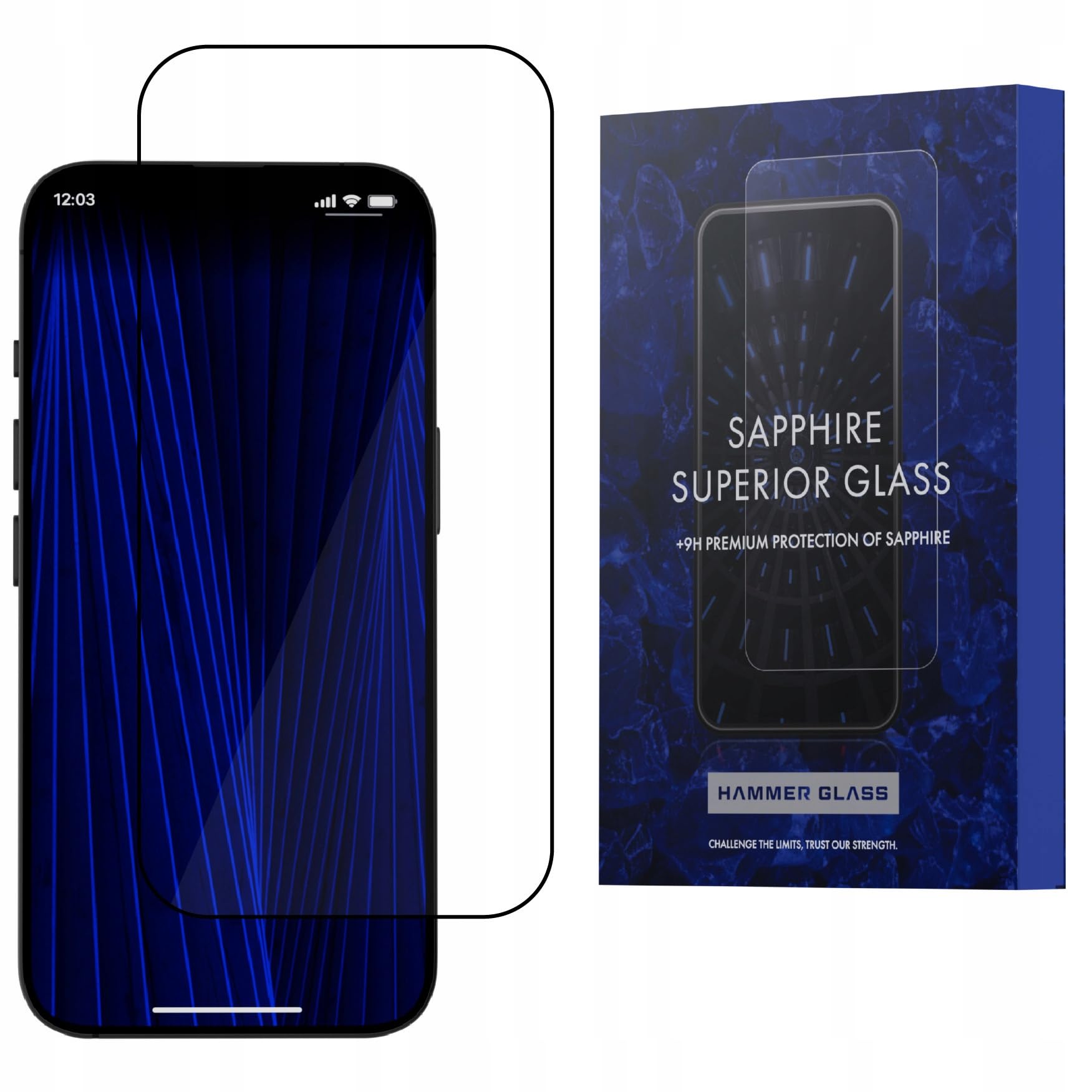 Szkło szafirowe Hammer Glass do Apple iPhone 15 Plus 100% szafir, twardość 9H+ maksymalna ochrona ekranu, Ultra-cienkie szkło 0,3mm z powłoką oleofobową, najmocniejsze dostępne szkło na rynku