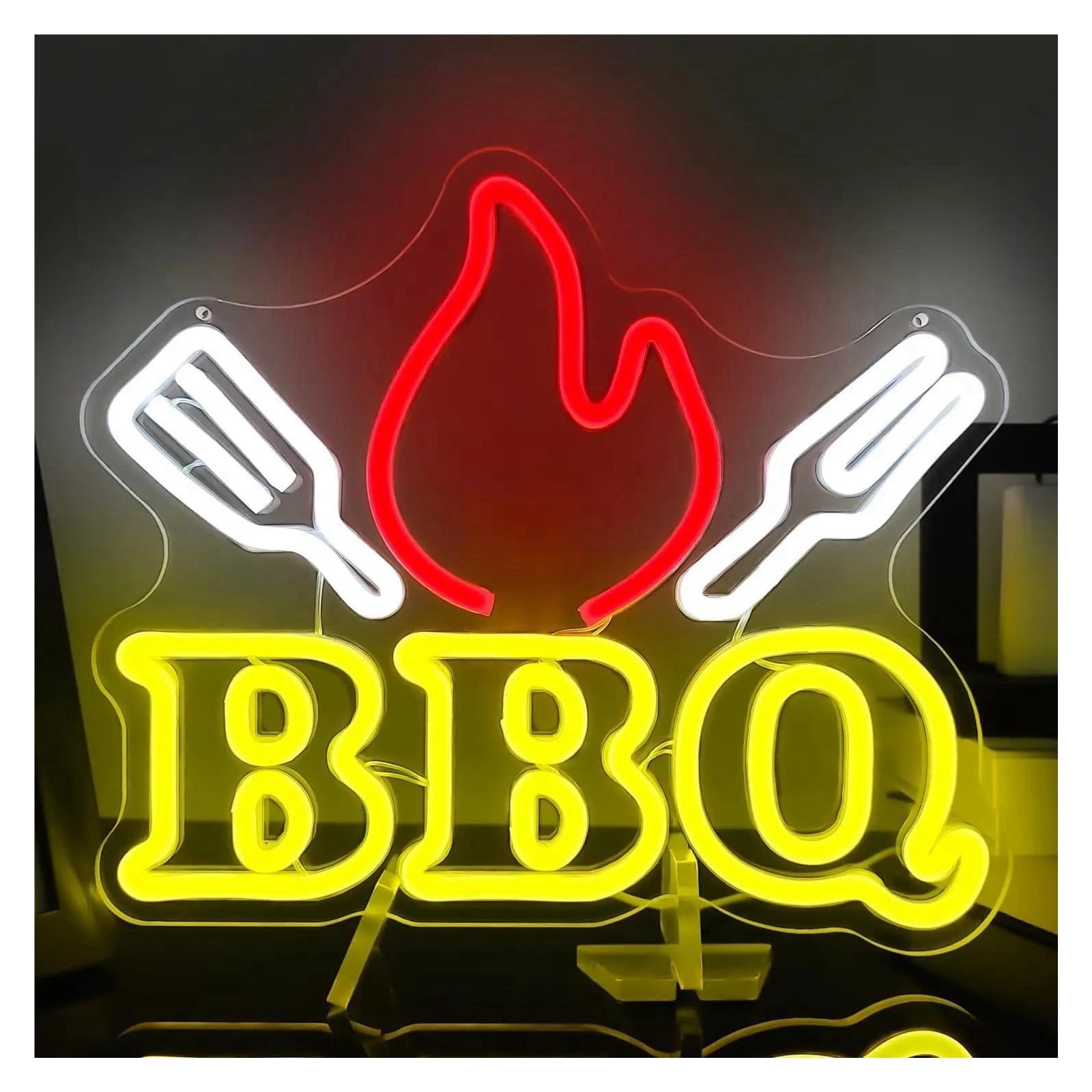 LEMST Signs Lamp BBQ Time Neon Sign Lights Dimmable Wall Decor Signs Room Decoration Restaurant Bar Club Home Barbecue Party Light Up Sign(30x26cm)
