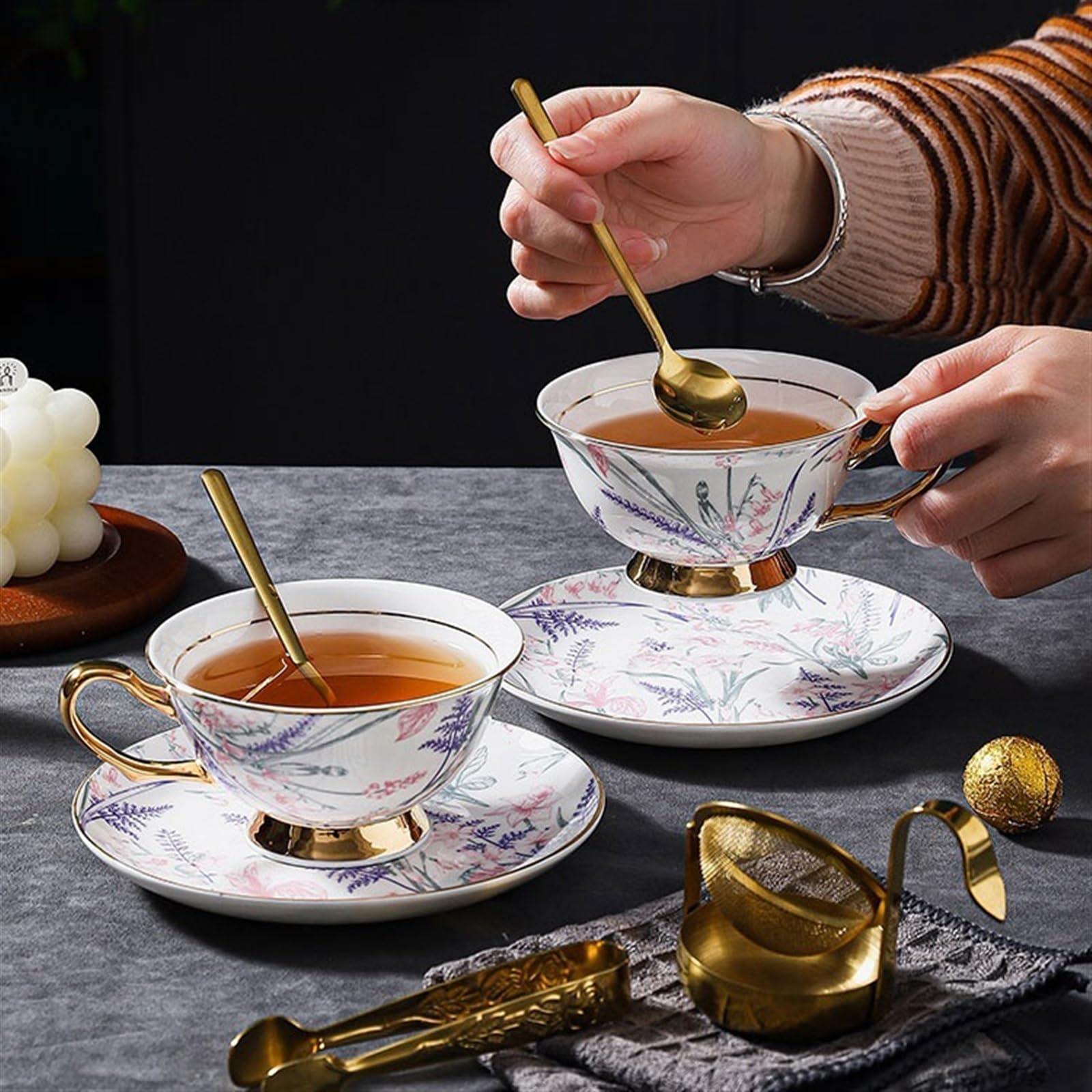 Tasse Tasses Service à thé de l'après-midi anglais, tasses café en céramique, ensemble haute couleur, belles et soucoupes